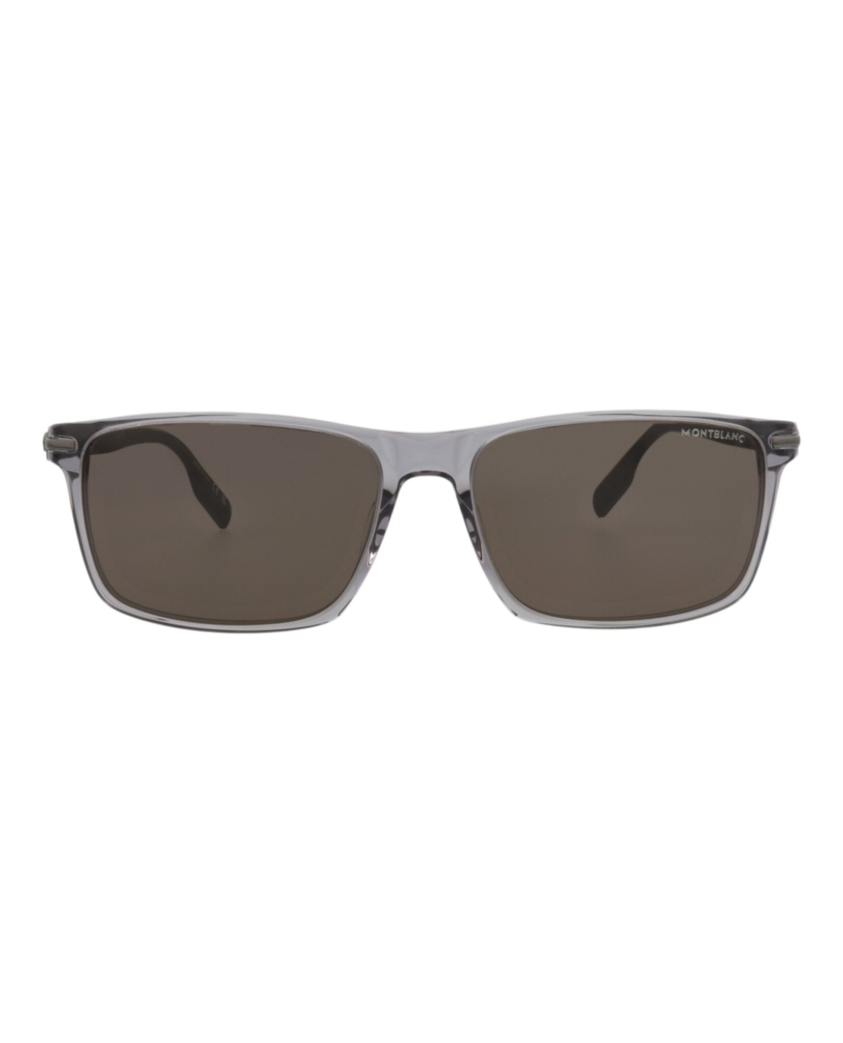 Montblanc Montblanc Mens Square/Rectangle Grey Brown Smoke Fashion Designer Eyewear