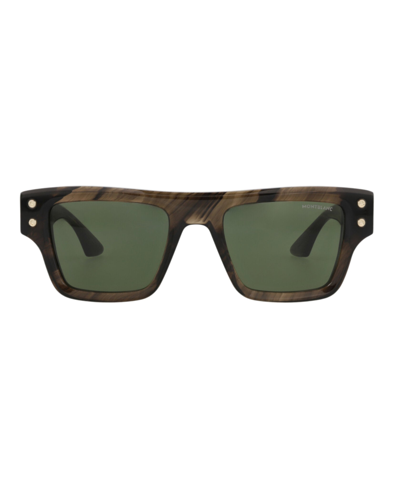 Montblanc Mens Square/Rectangle Brown Brown Green Fashion Designer Eyewear