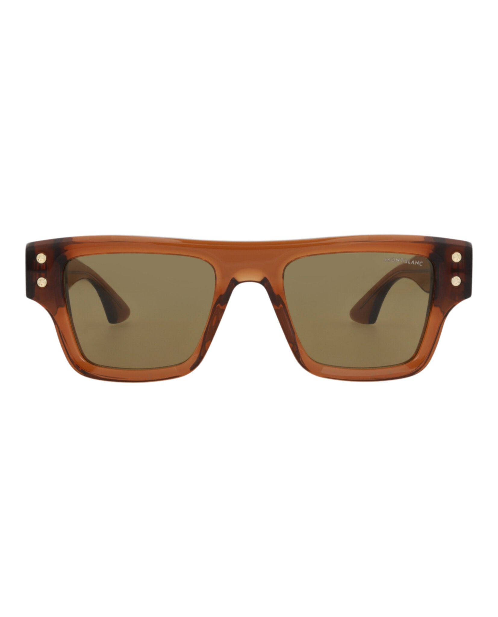 Montblanc Mens Square/Rectangle Brown Brown Brown Fashion Designer Eyewear