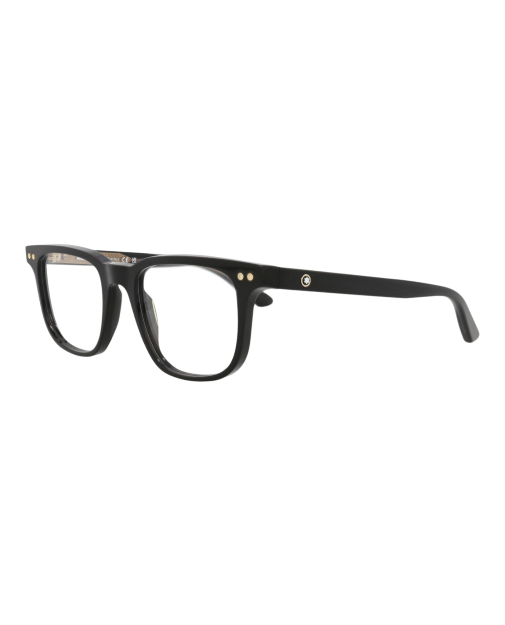 Montblanc Mens Square/Rectangle Black Black Transparent Fashion Designer Eyewear