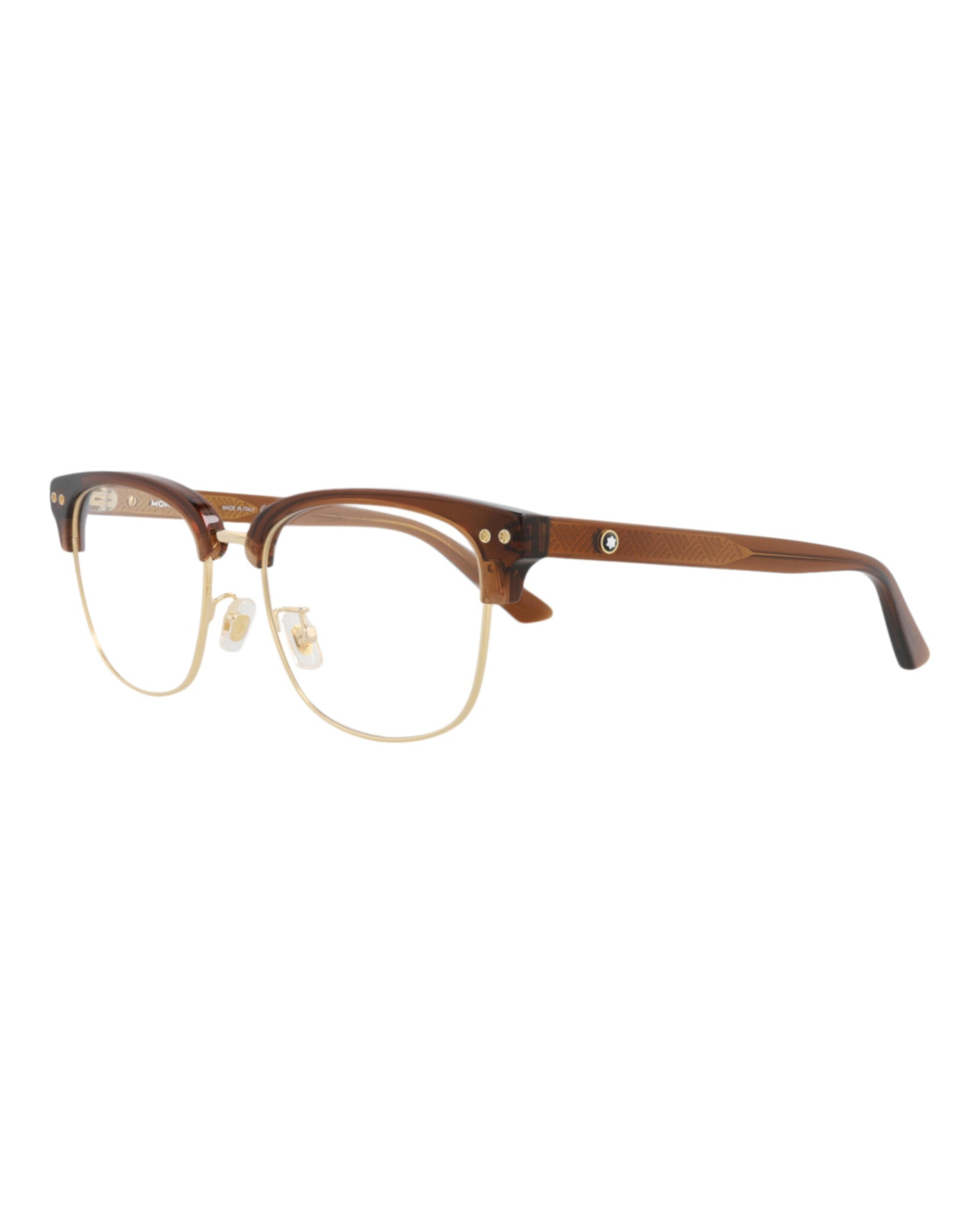 Montblanc Mens Square/Rectangle Brown Brown Transparent Fashion Designer Eyewear