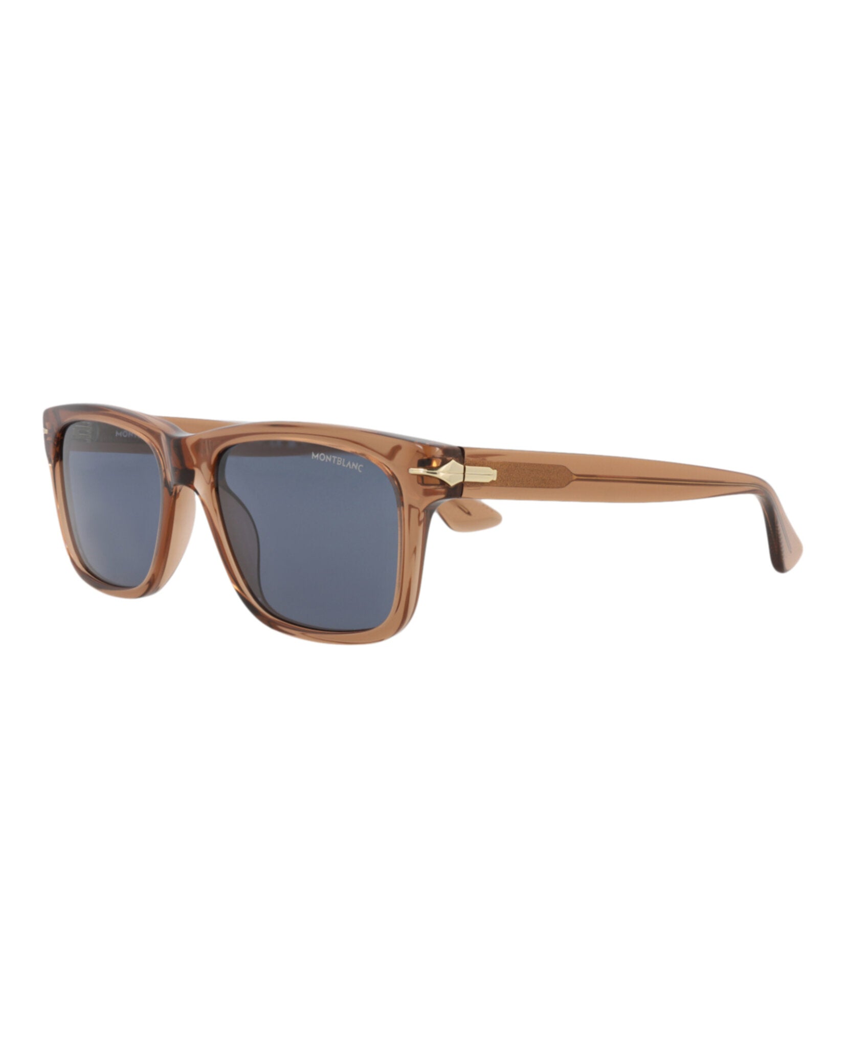Montblanc Montblanc Mens Square/Rectangle Brown Brown Blue Fashion Designer Eyewear