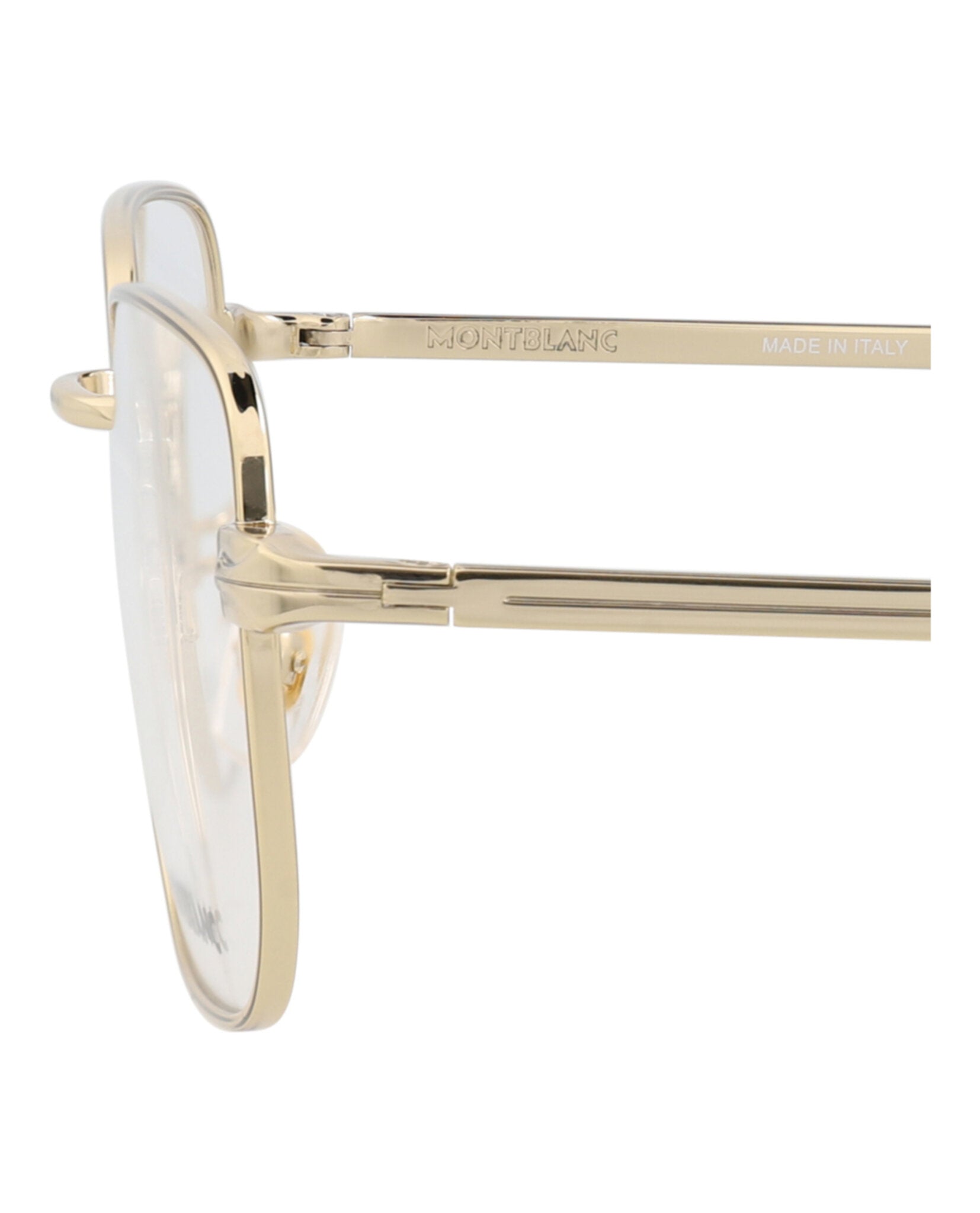 Montblanc Mens Square/Rectangle Gold Gold Transparent Fashion Designer Eyewear