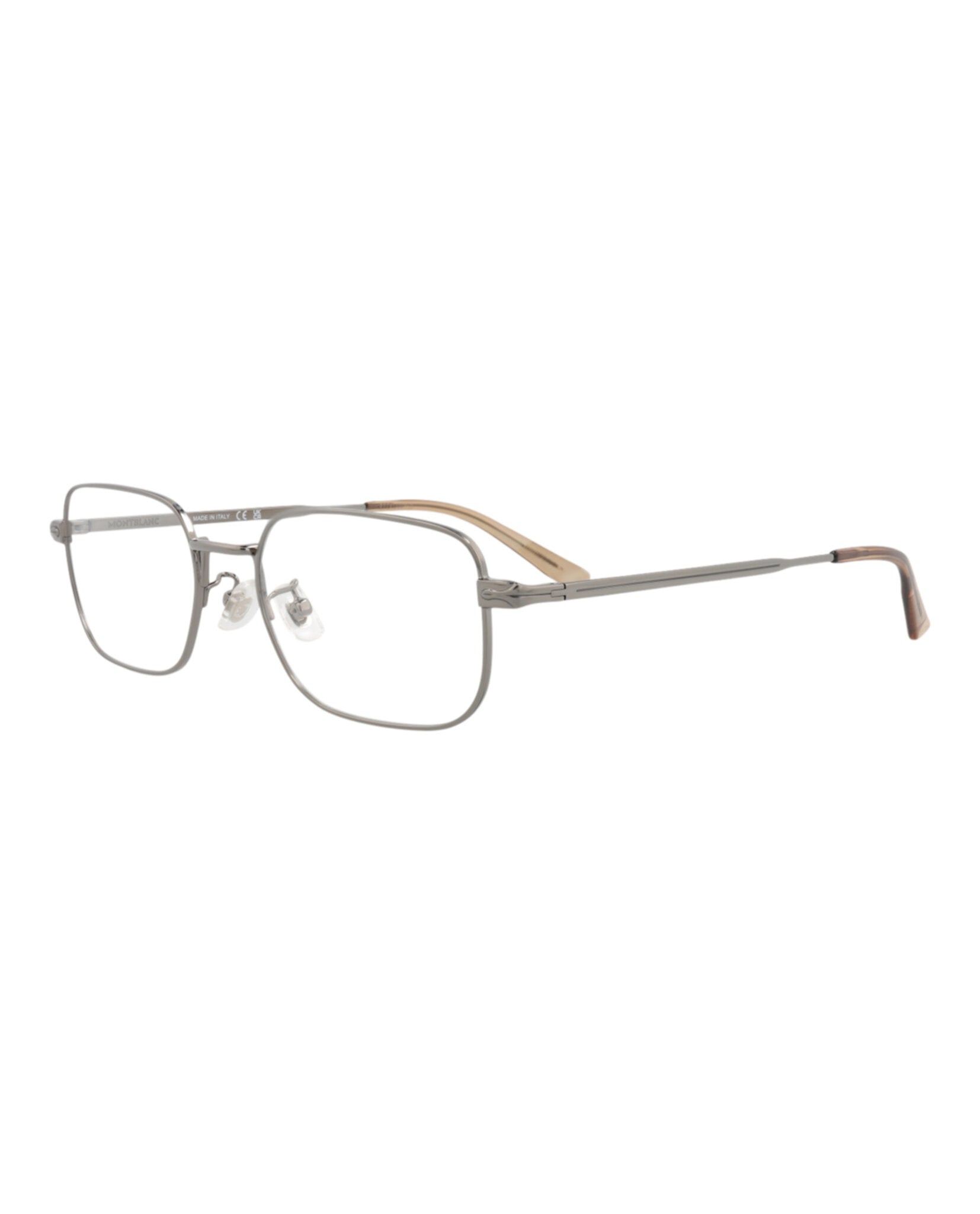Montblanc Mens Square/Rectangle Ruthenium Ruthenium Transparent Fashion Designer Eyewear