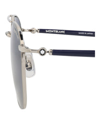 Montblanc Montblanc Mens Aviator Silver Blue Blue Fashion Designer Eyewear