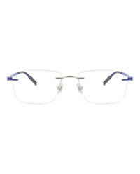 Montblanc Mens Square/Rectangle Silver Blue Transparent Fashion Designer Eyewear