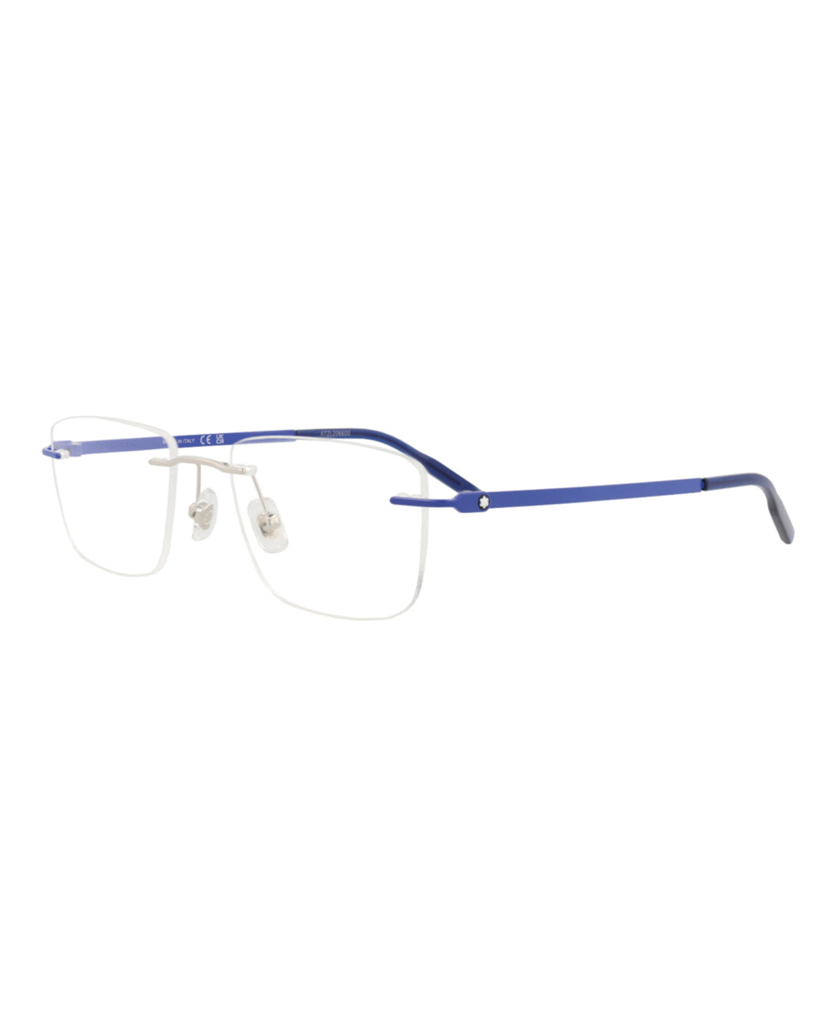 Montblanc Mens Square/Rectangle Silver Blue Transparent Fashion Designer Eyewear