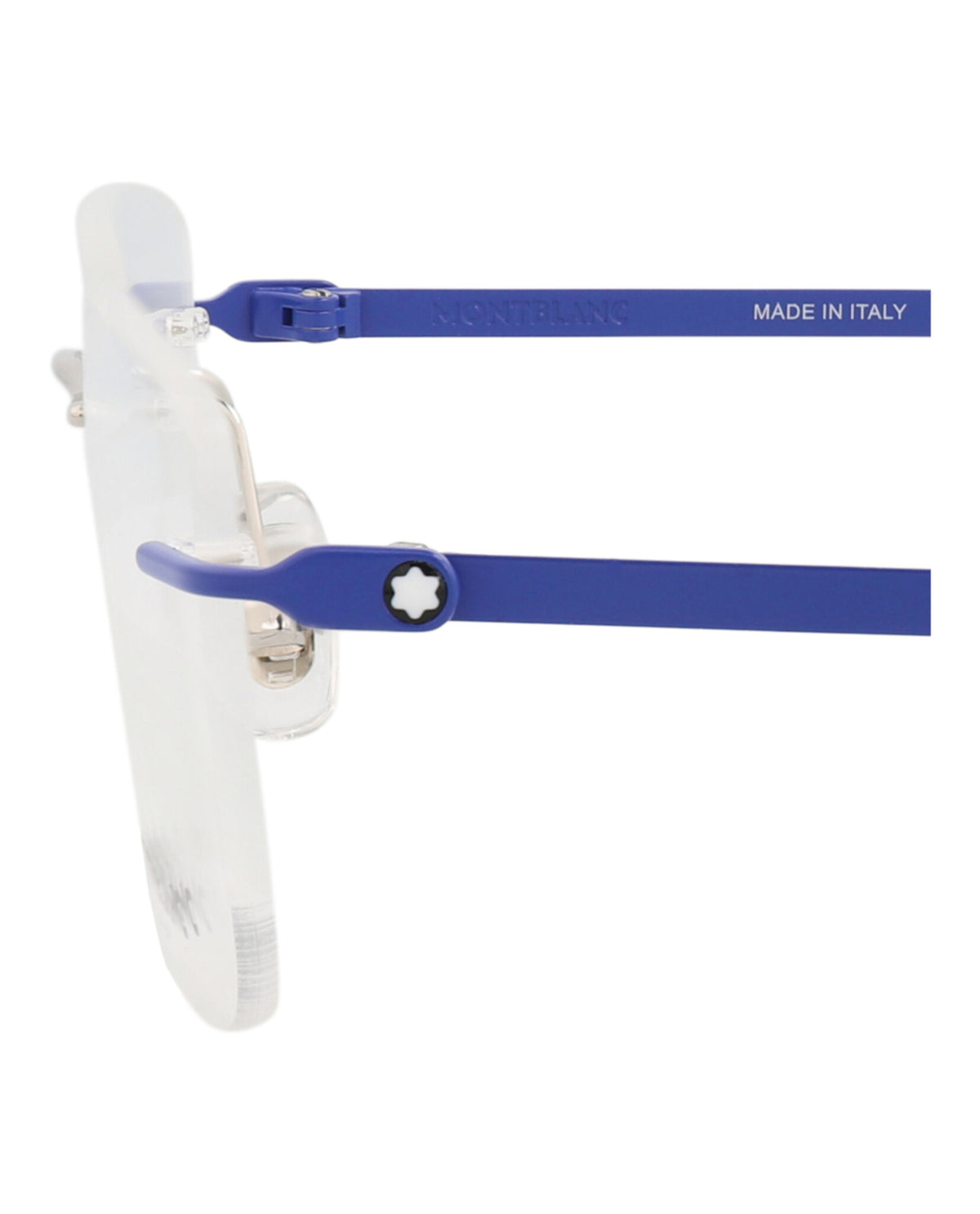 Montblanc Mens Square/Rectangle Silver Blue Transparent Fashion Designer Eyewear