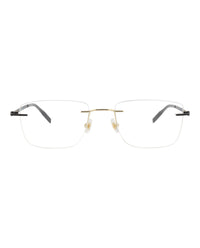 Montblanc Montblanc Mens Square/Rectangle Gold Black Transparent Fashion Designer Eyewear