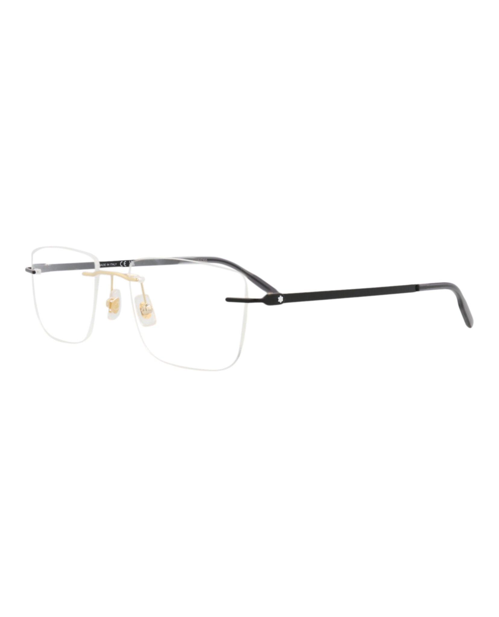 Montblanc Montblanc Mens Square/Rectangle Gold Black Transparent Fashion Designer Eyewear