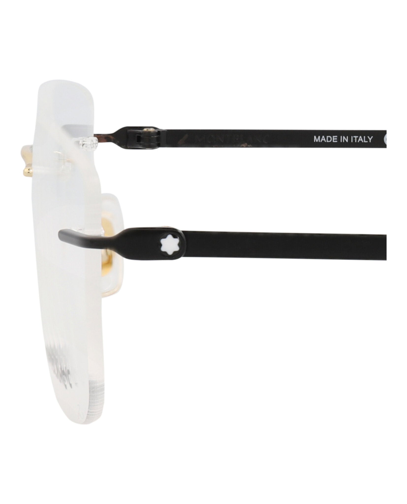 Montblanc Montblanc Mens Square/Rectangle Gold Black Transparent Fashion Designer Eyewear