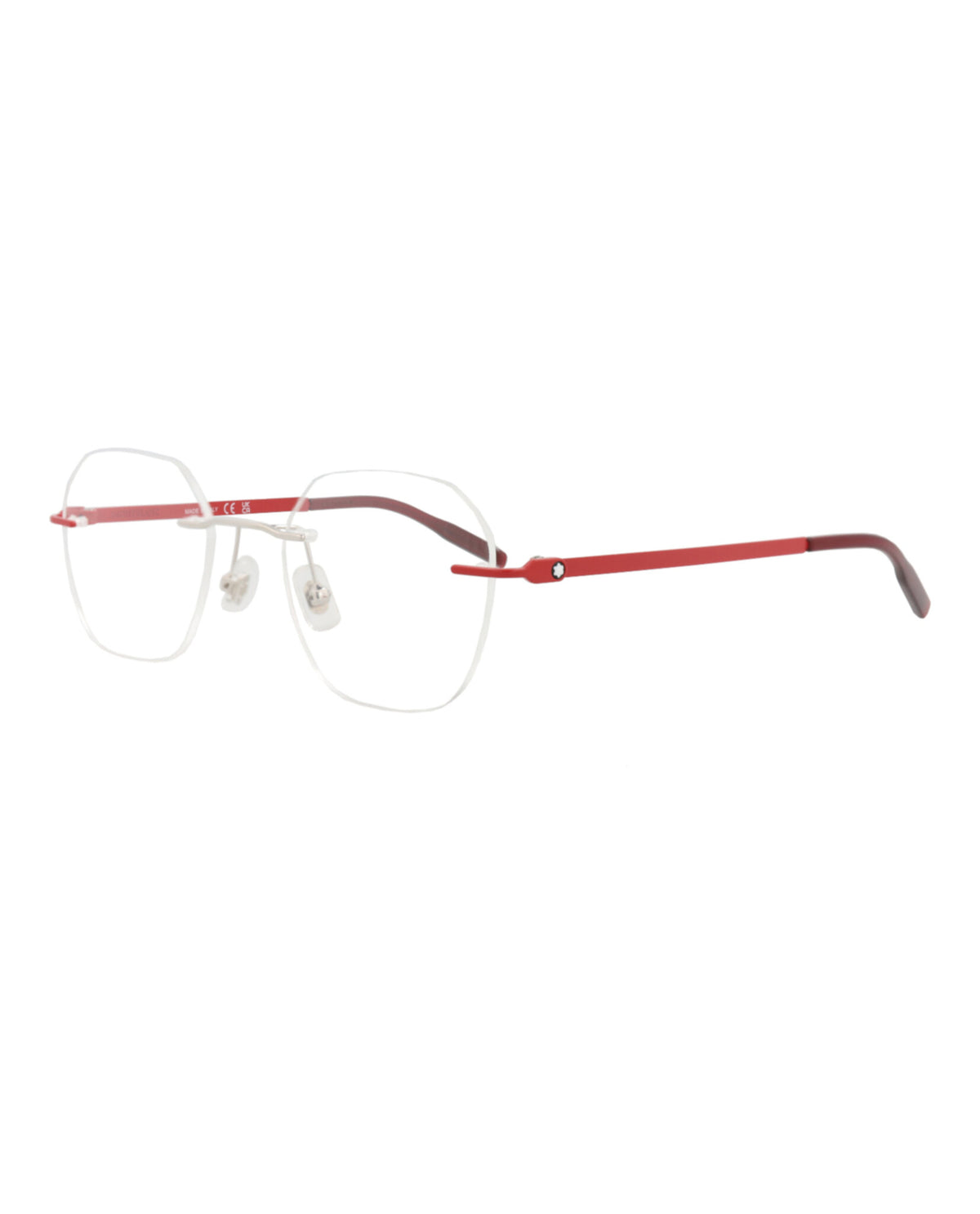 Montblanc Mens Round/Oval Silver Red Transparent Fashion Designer Eyewear