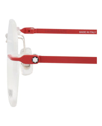 Montblanc Mens Round/Oval Silver Red Transparent Fashion Designer Eyewear