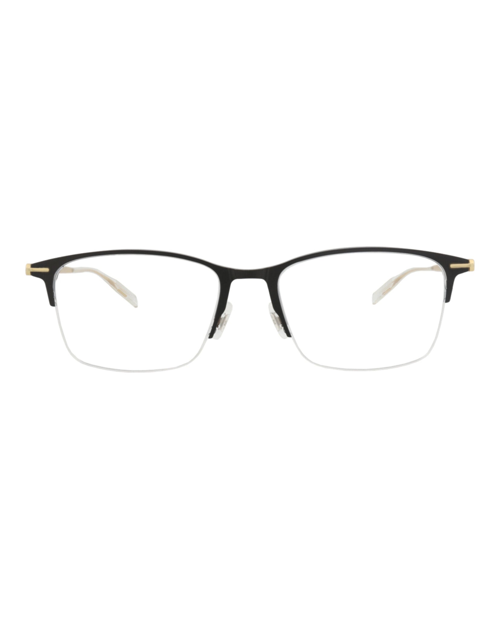 Montblanc Montblanc Mens Square/Rectangle Black Gold Transparent Fashion Designer Eyewear