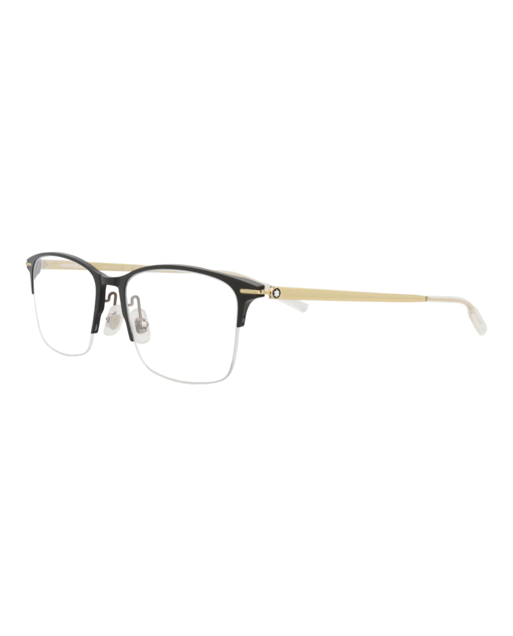 Montblanc Montblanc Mens Square/Rectangle Black Gold Transparent Fashion Designer Eyewear