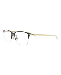 Montblanc Montblanc Mens Square/Rectangle Black Gold Transparent Fashion Designer Eyewear