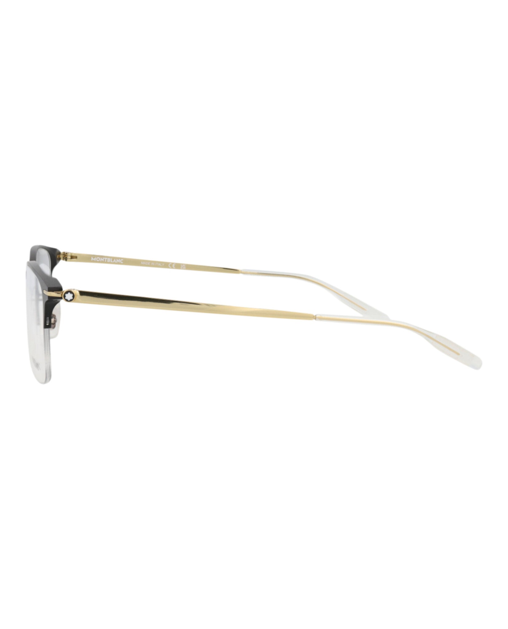 Montblanc Montblanc Mens Square/Rectangle Black Gold Transparent Fashion Designer Eyewear