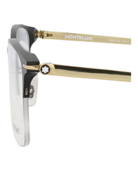 Montblanc Montblanc Mens Square/Rectangle Black Gold Transparent Fashion Designer Eyewear