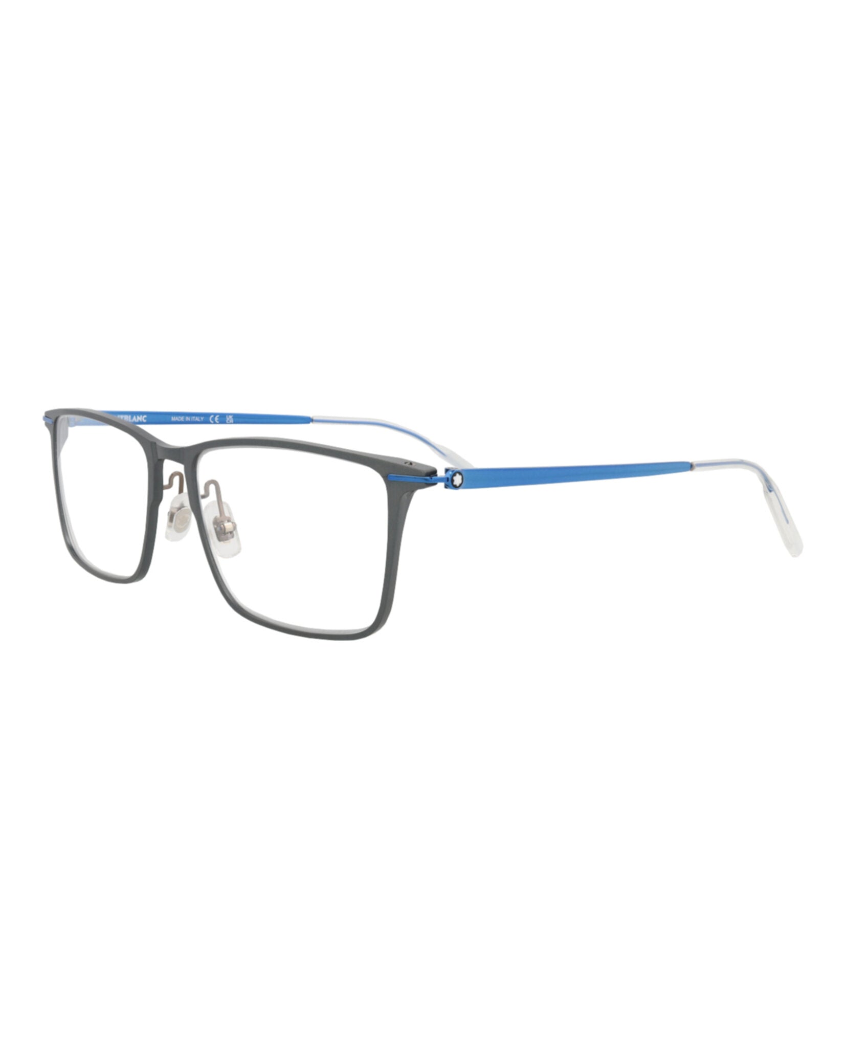 Montblanc Montblanc Mens Square/Rectangle Blue Blue Transparent Fashion Designer Eyewear