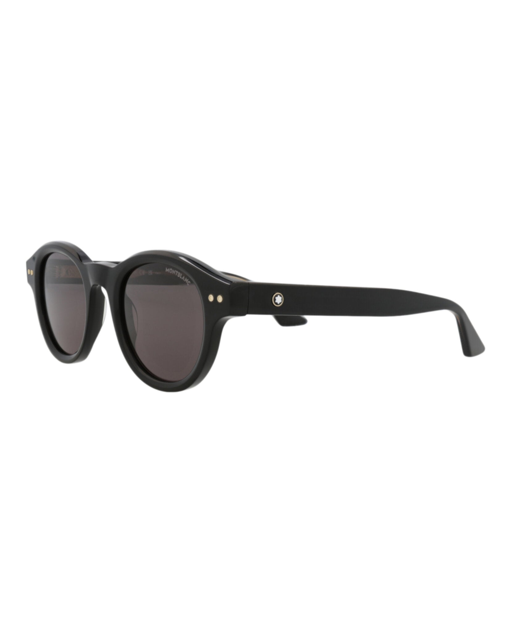 Montblanc Mens Round/Oval Black Black Grey Fashion Designer Eyewear