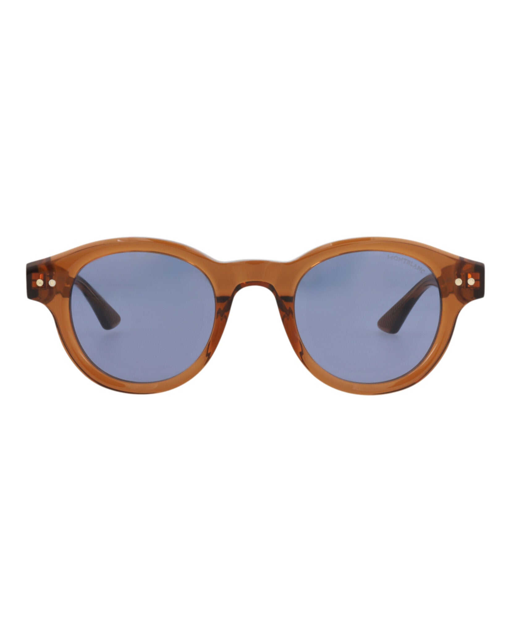 Montblanc Mens Round/Oval Brown Brown Blue Fashion Designer Eyewear