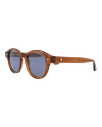 Montblanc Mens Round/Oval Brown Brown Blue Fashion Designer Eyewear