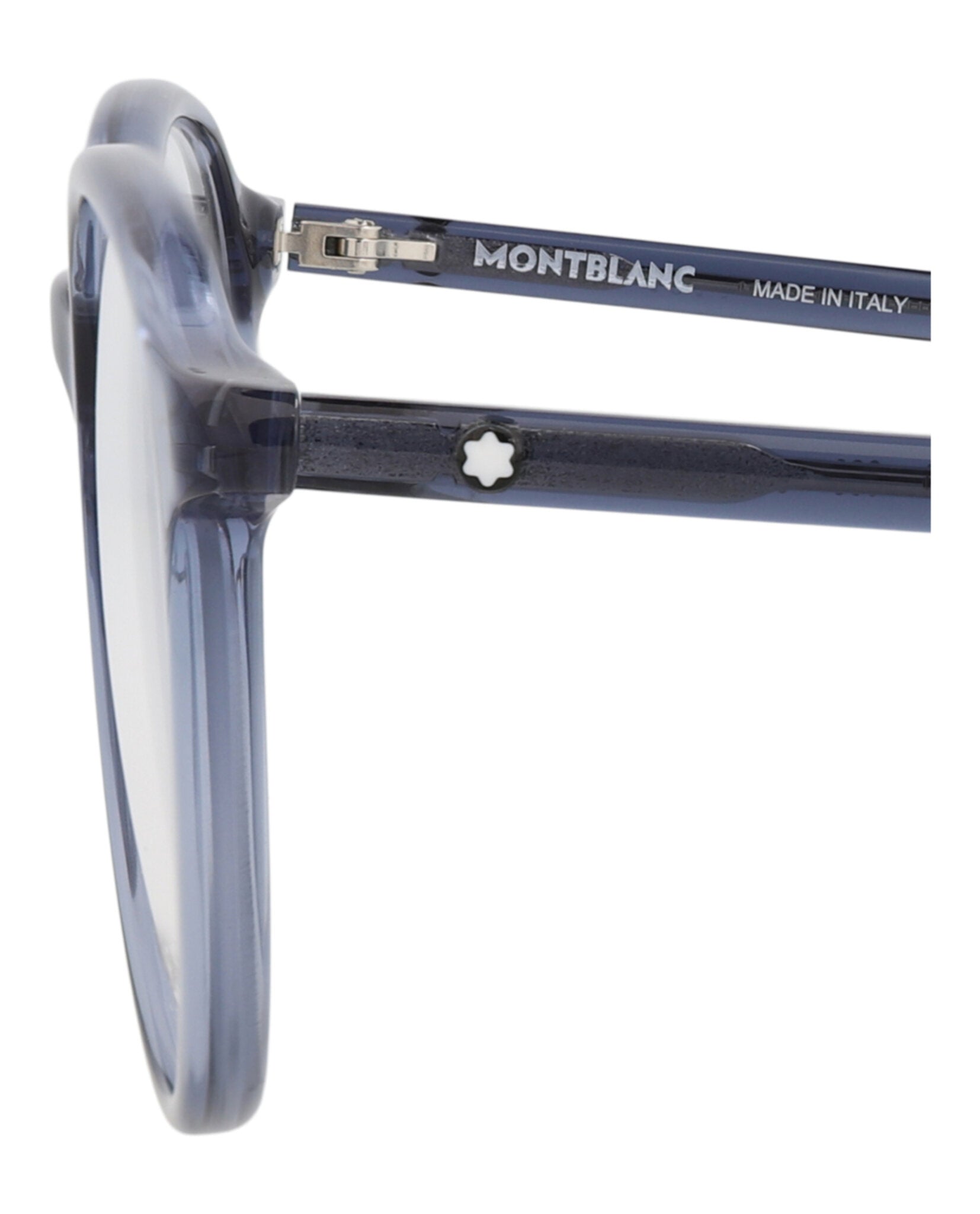 Montblanc Mens Round/Oval Blue Blue Transparent Fashion Designer Eyewear