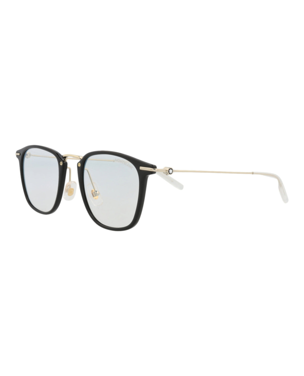 Montblanc Montblanc Mens Square/Rectangle Black Gold Transparent Fashion Designer Eyewear