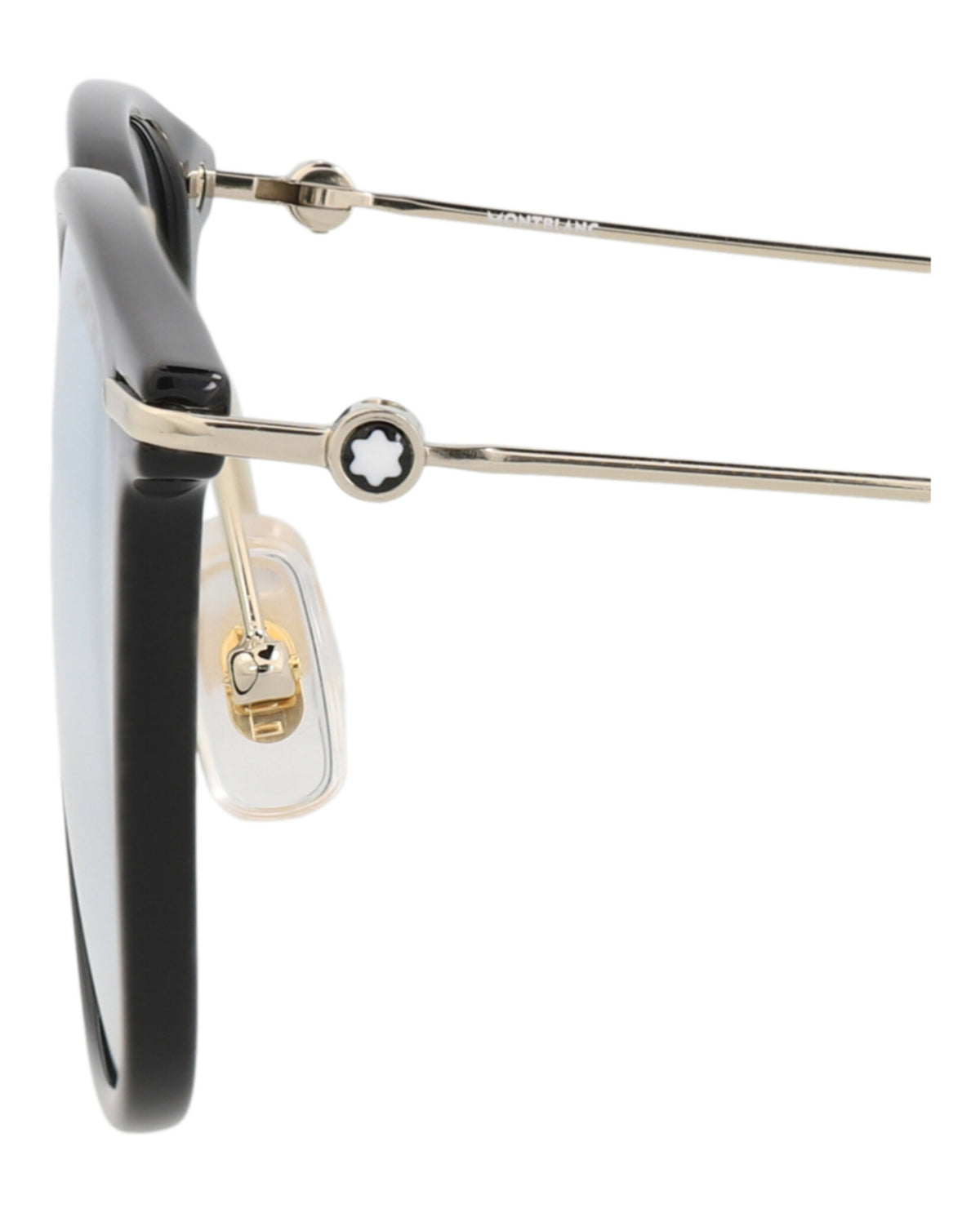 Montblanc Montblanc Mens Square/Rectangle Black Gold Transparent Fashion Designer Eyewear