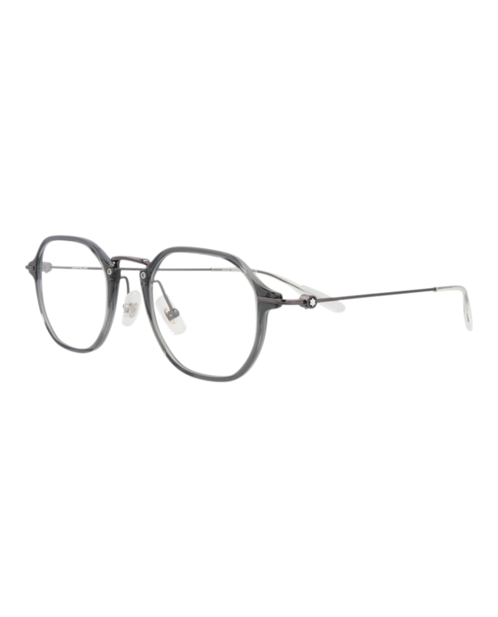Montblanc Montblanc Mens Round/Oval Grey Ruthenium Transparent Fashion Designer Eyewear