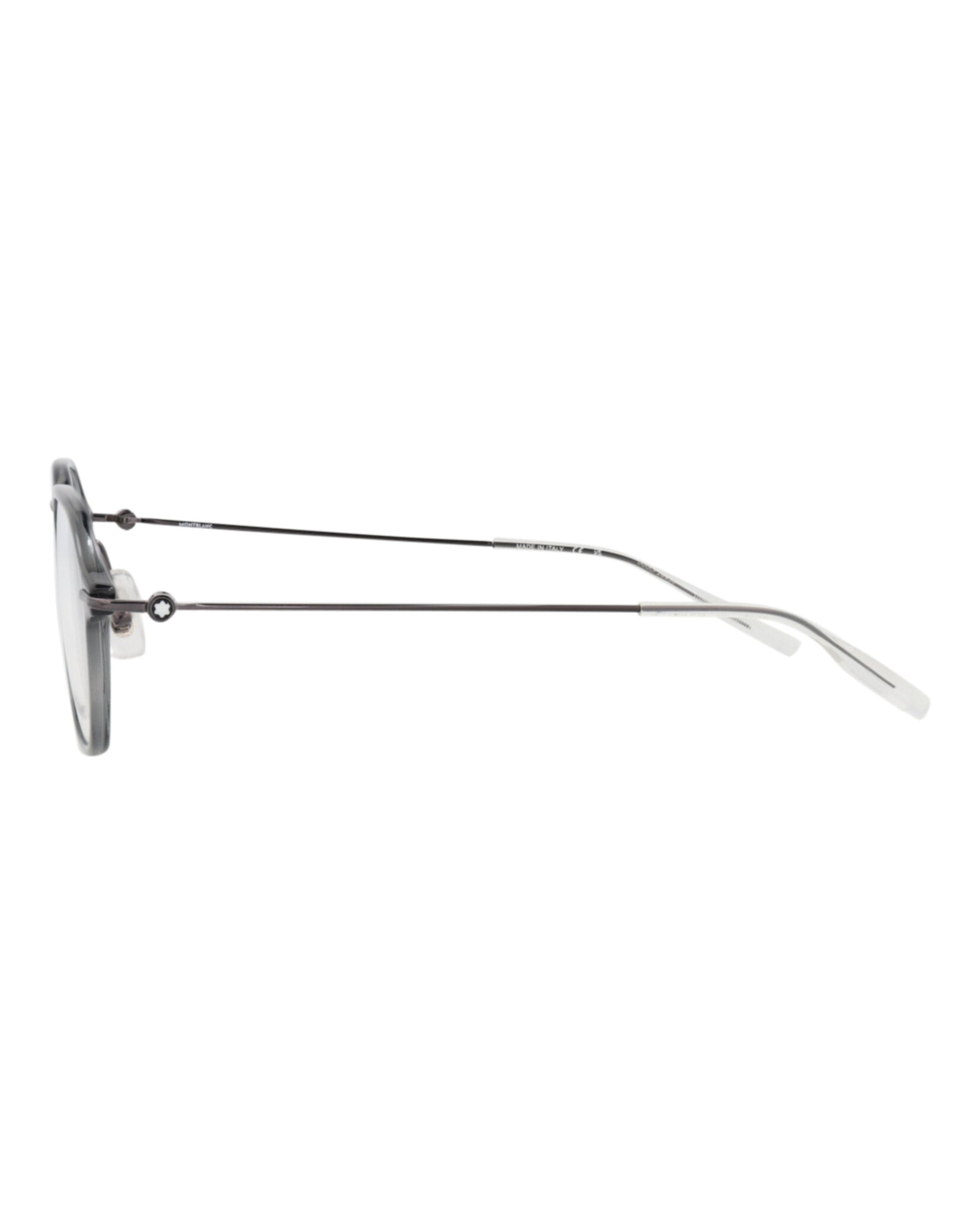 Montblanc Montblanc Mens Round/Oval Grey Ruthenium Transparent Fashion Designer Eyewear
