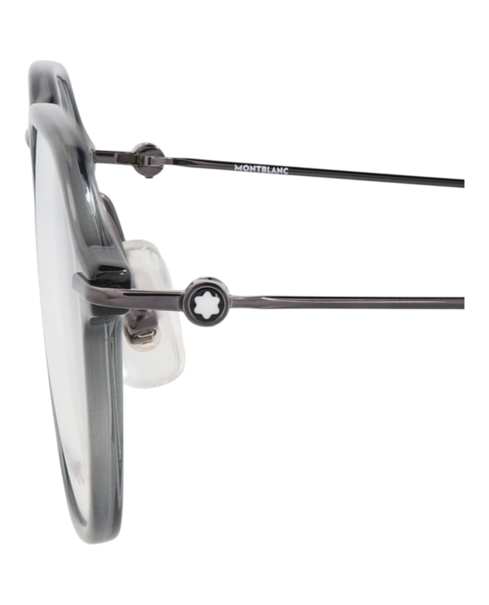 Montblanc Montblanc Mens Round/Oval Grey Ruthenium Transparent Fashion Designer Eyewear