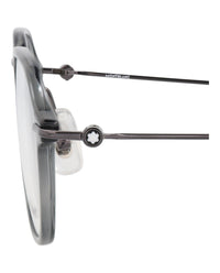 Montblanc Montblanc Mens Round/Oval Grey Ruthenium Transparent Fashion Designer Eyewear