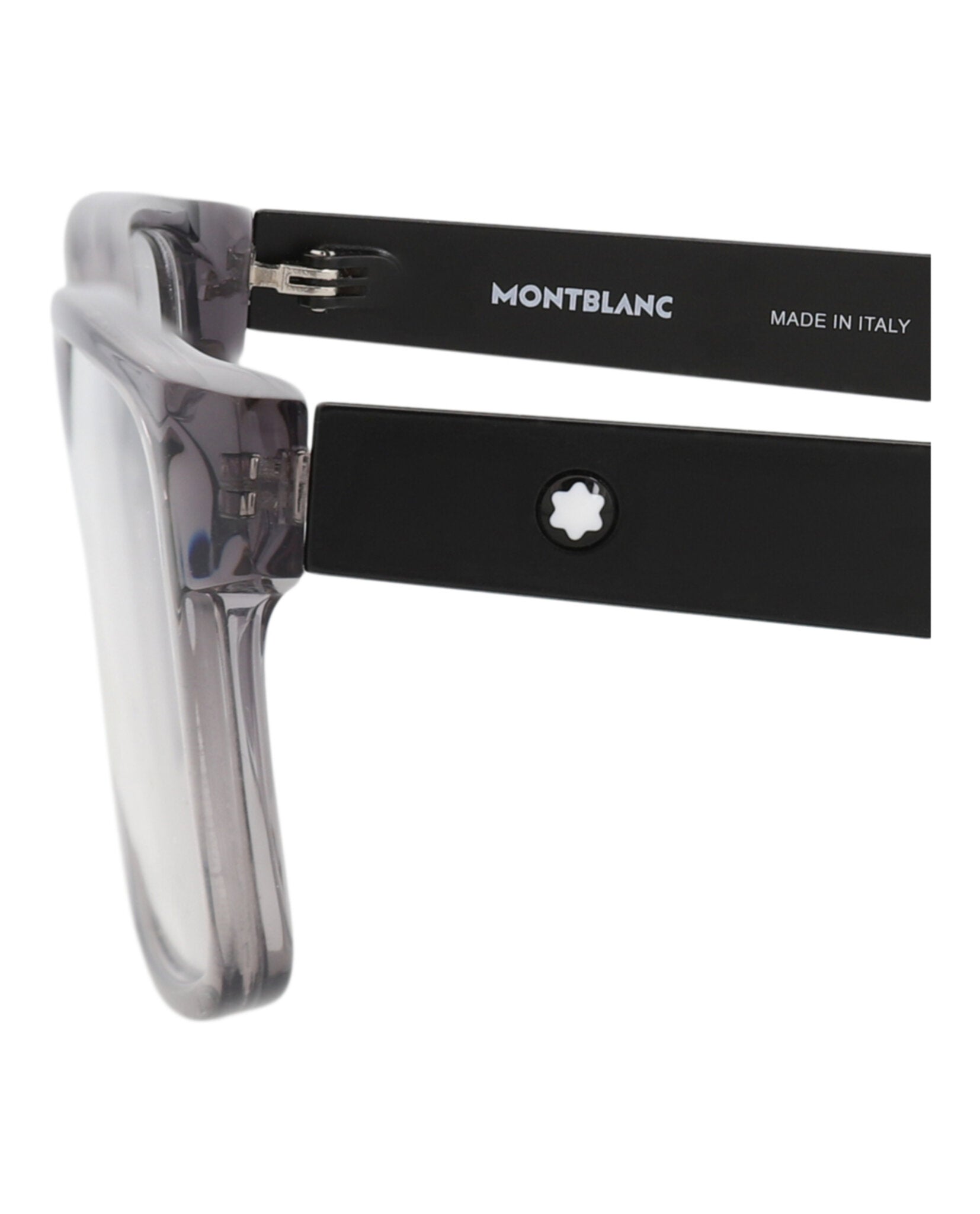 Montblanc Montblanc Mens Square/Rectangle Grey Black Transparent Fashion Designer Eyewear