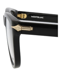 Montblanc Mens Square/Rectangle Black Black Transparent Fashion Designer Eyewear