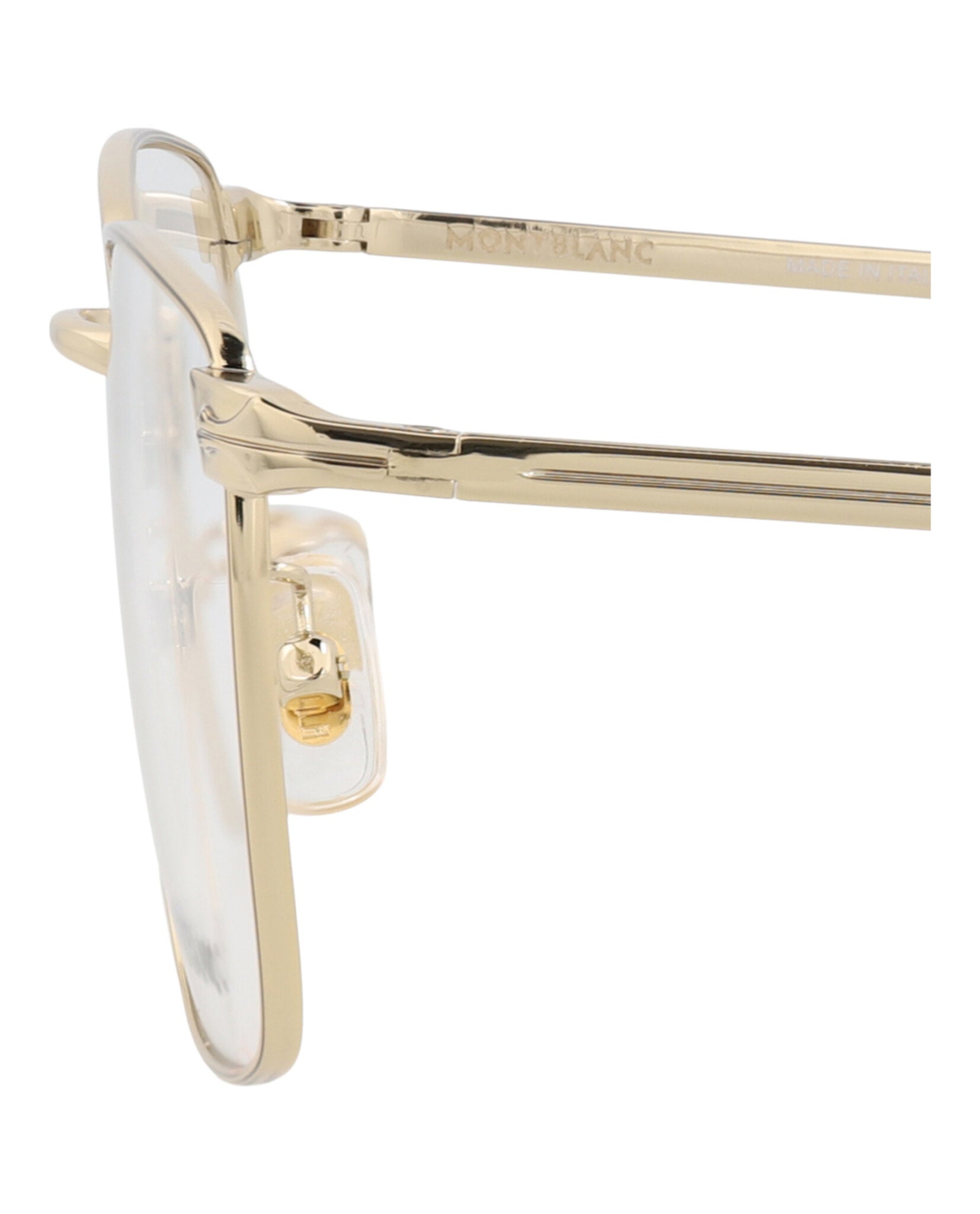 Montblanc Mens Square/Rectangle Gold Gold Transparent Fashion Designer Eyewear