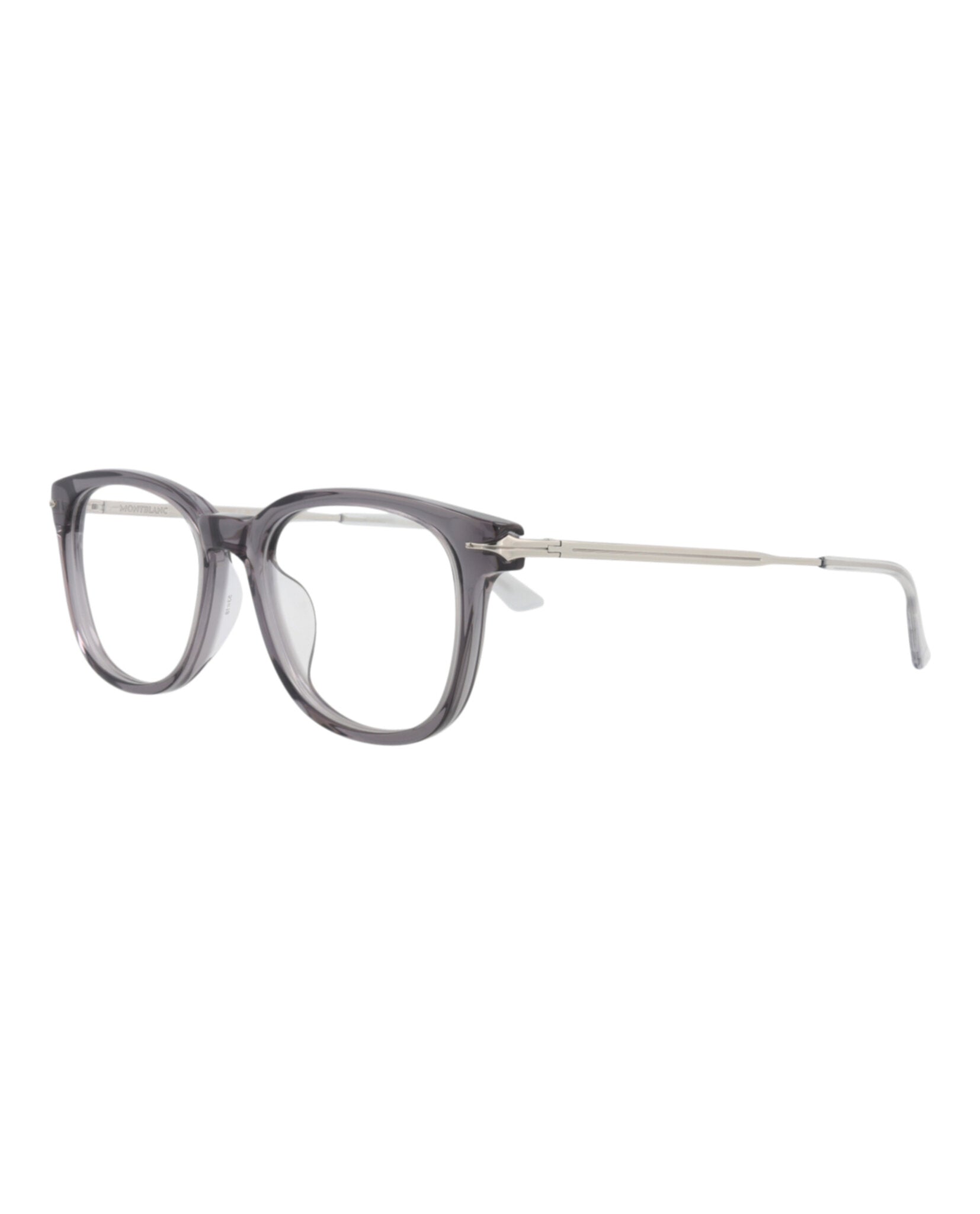 Montblanc Montblanc Mens Round/Oval Grey Silver Transparent Fashion Designer Eyewear