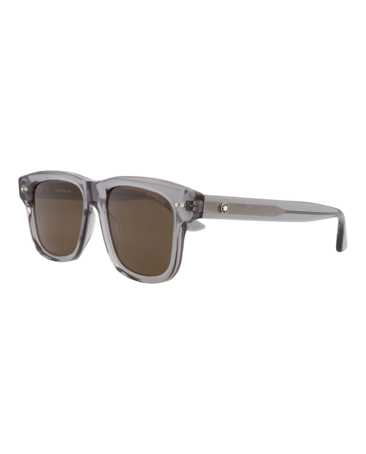 Montblanc Montblanc Mens Square/Rectangle Grey Grey Brown Fashion Designer Eyewear