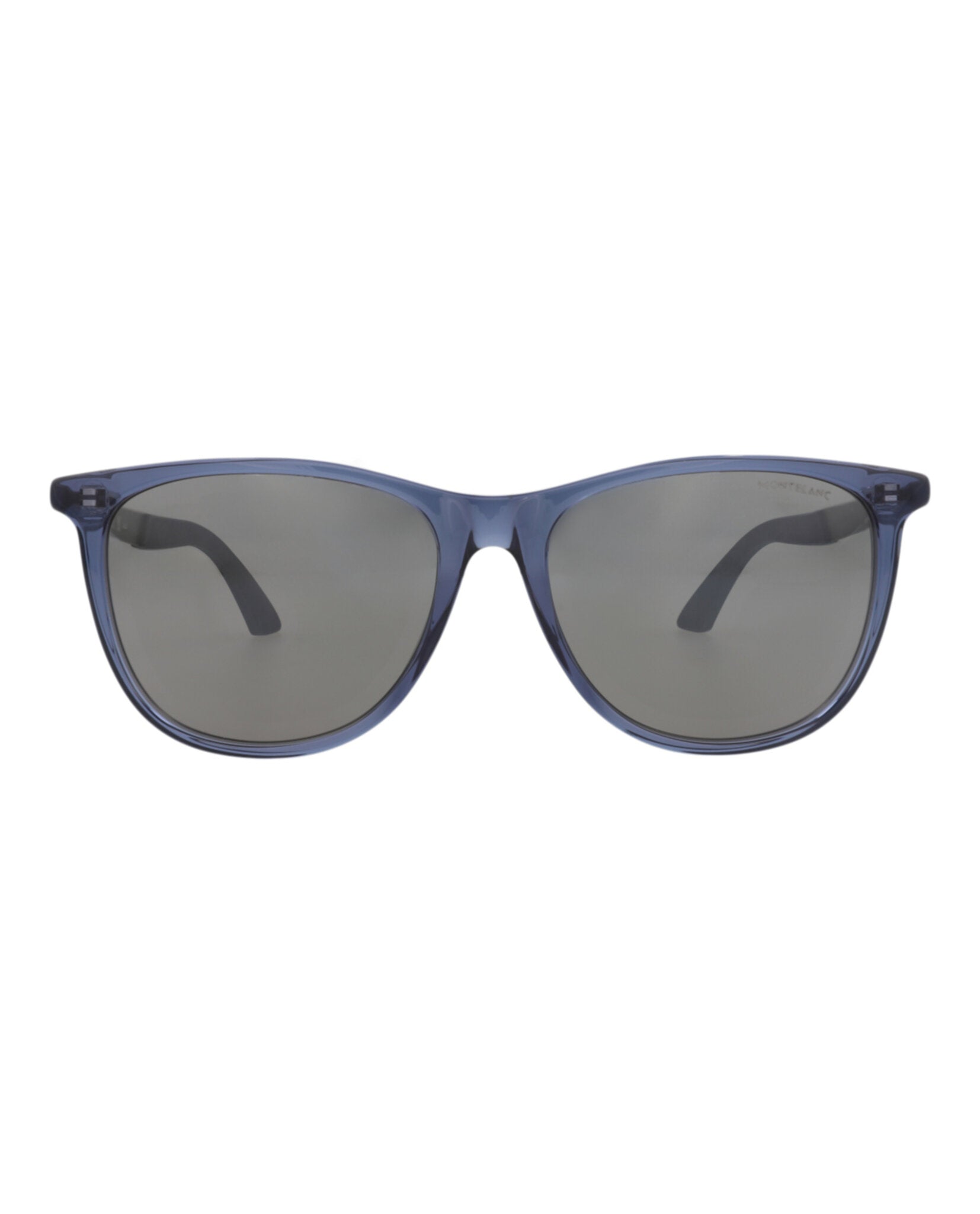 Montblanc Montblanc Mens Square/Rectangle Blue Ruthenium Silver Fashion Designer Eyewear