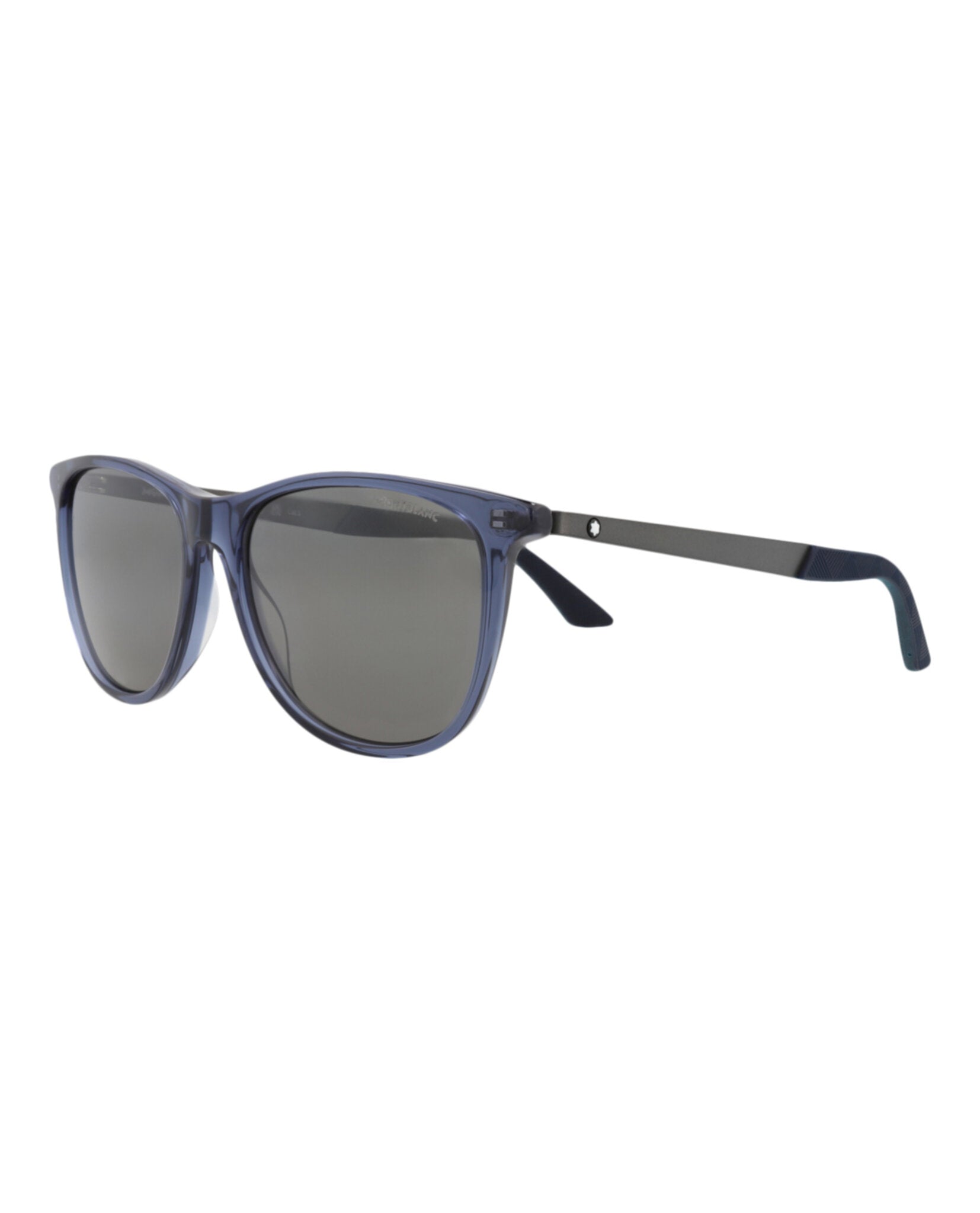 Montblanc Montblanc Mens Square/Rectangle Blue Ruthenium Silver Fashion Designer Eyewear