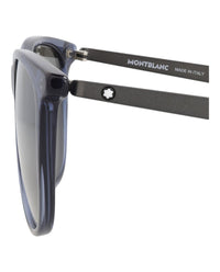 Montblanc Montblanc Mens Square/Rectangle Blue Ruthenium Silver Fashion Designer Eyewear