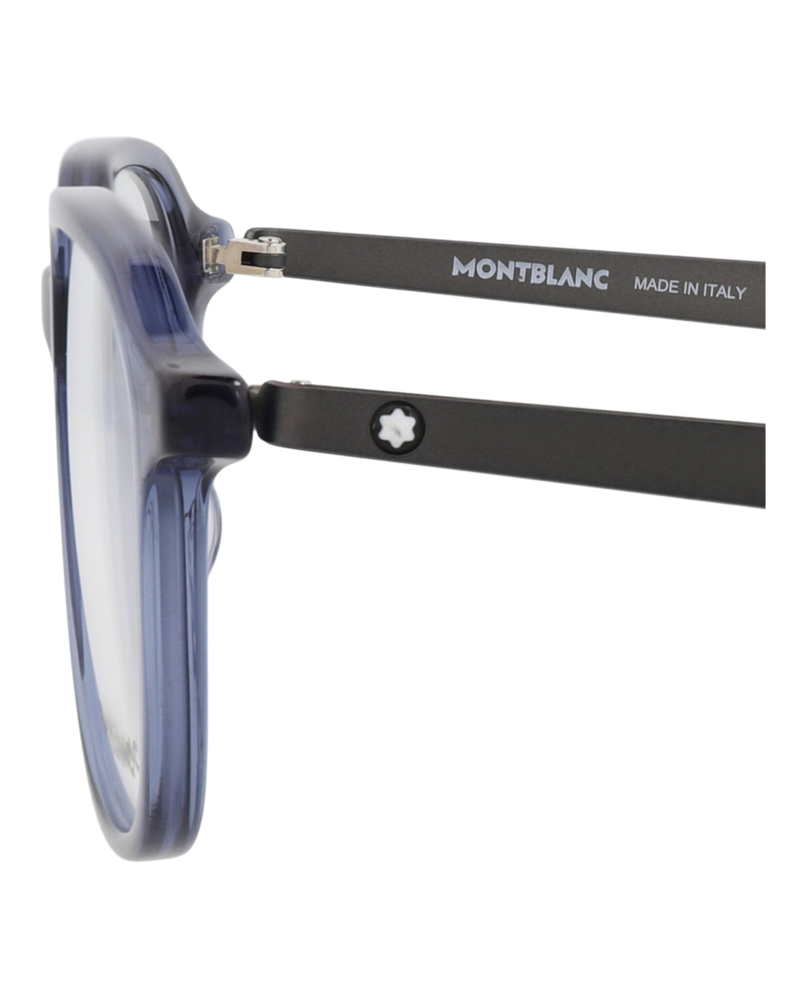 Montblanc Mens Round/Oval Blue Ruthenium Transparent Fashion Designer Eyewear
