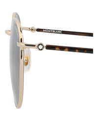 Montblanc Mens Round/Oval Gold Havana Green Fashion Designer Eyewear