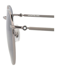 Montblanc Montblanc Mens Round/Oval Ruthenium Grey Blue Fashion Designer Eyewear