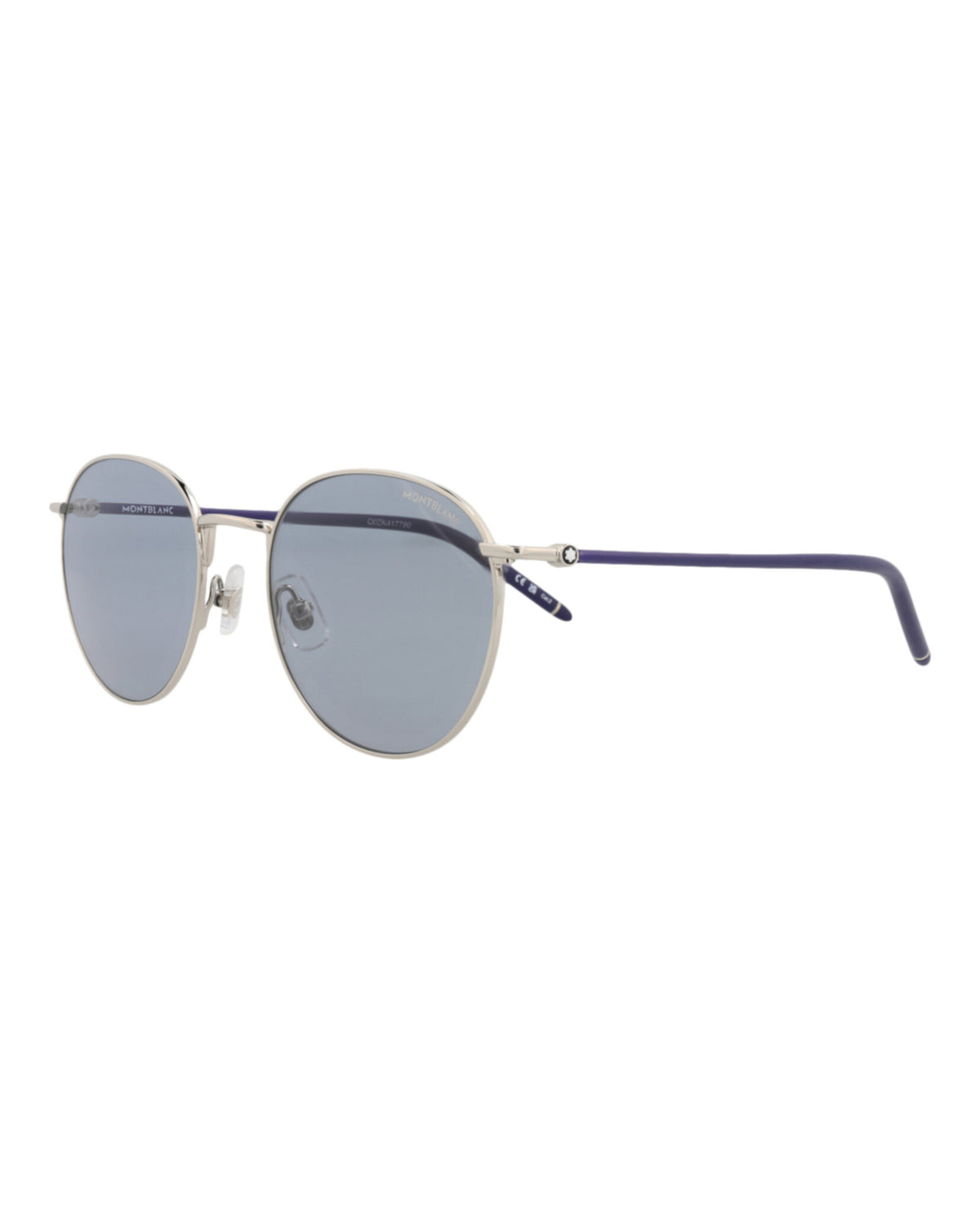 Montblanc Montblanc Mens Round/Oval Silver Blue Grey Fashion Designer Eyewear