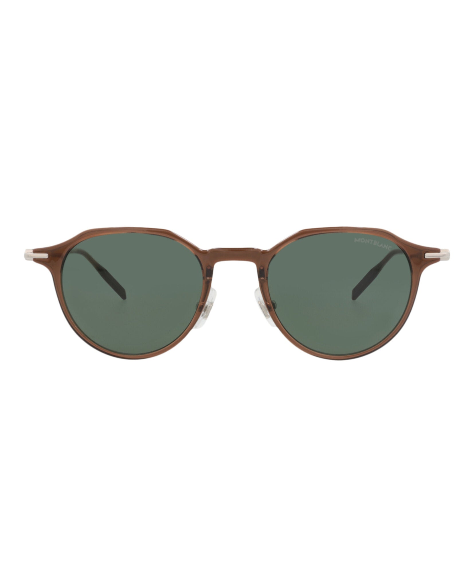 Montblanc Montblanc Mens Round/Oval Brown Silver Green Fashion Designer Eyewear