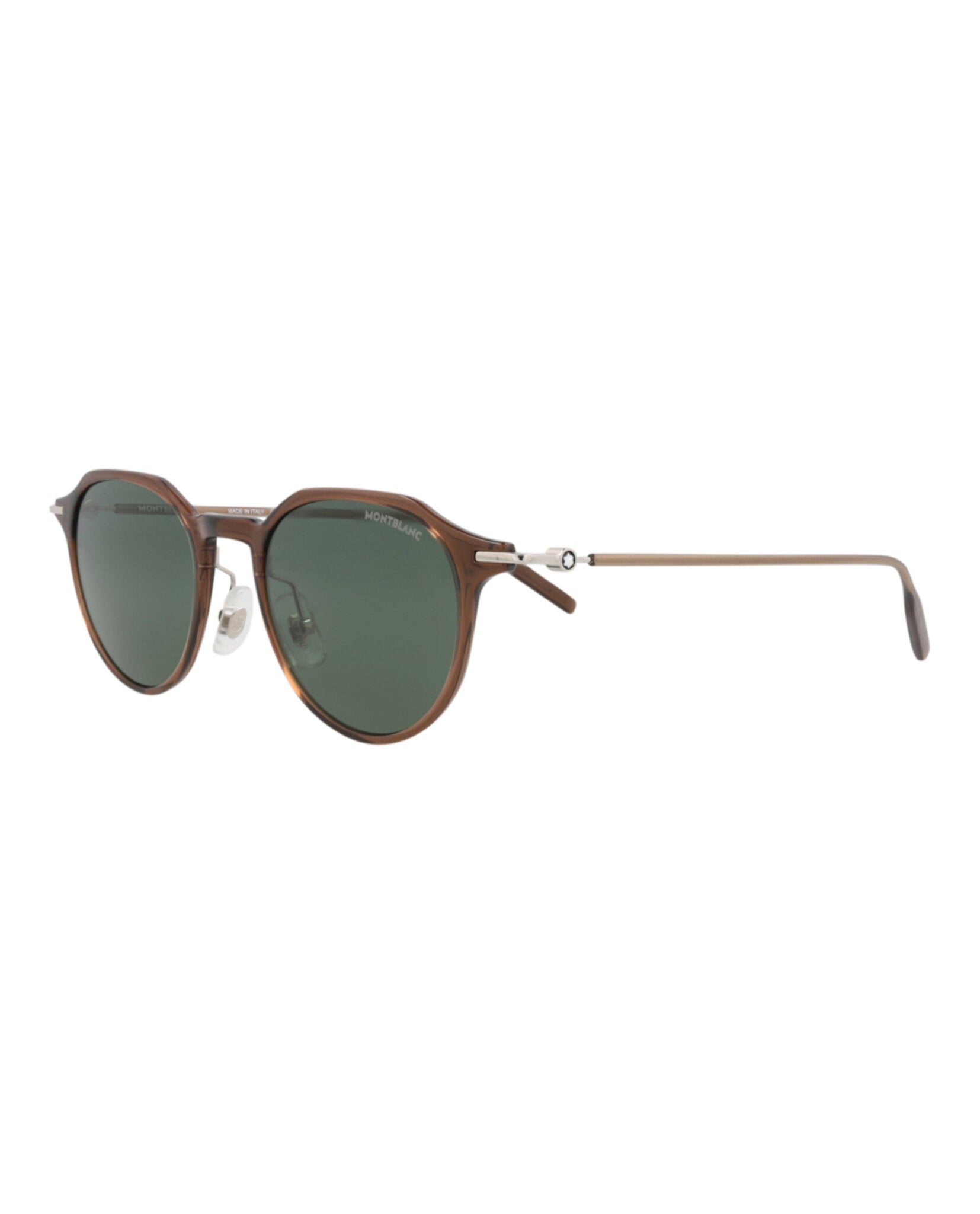 Montblanc Montblanc Mens Round/Oval Brown Silver Green Fashion Designer Eyewear