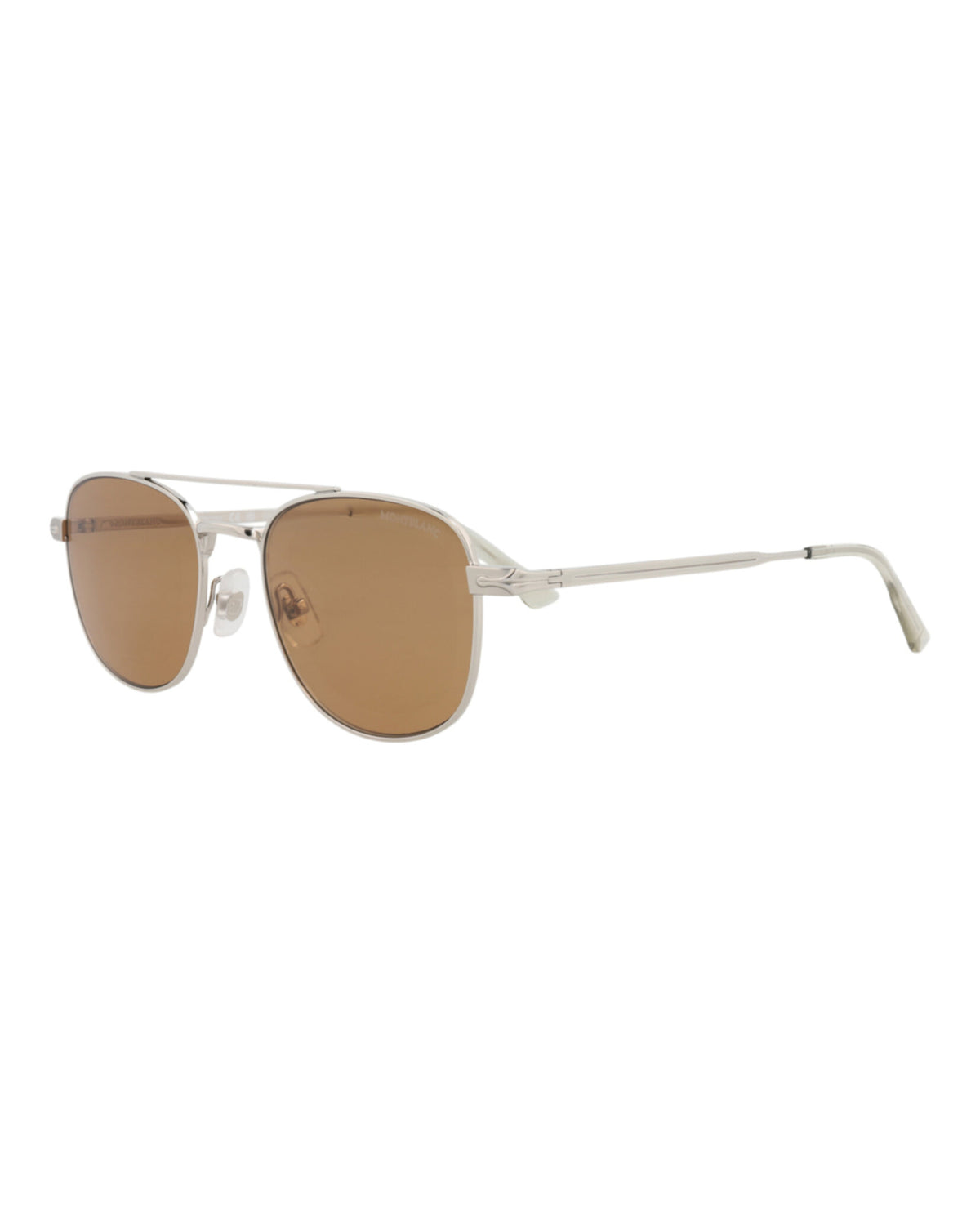 Montblanc Montblanc Mens Aviator Silver Silver Brown Fashion Designer Eyewear