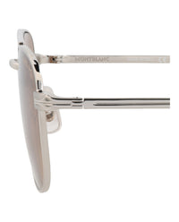 Montblanc Montblanc Mens Aviator Silver Silver Brown Fashion Designer Eyewear