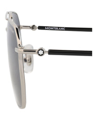 Montblanc Montblanc Mens Aviator Silver Black Blue Fashion Designer Eyewear